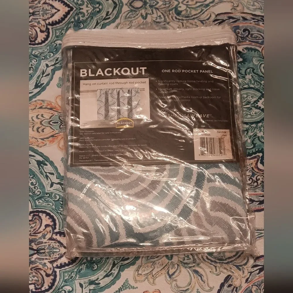 Eclipse Blackout Curtain Panel Teal and White  63x37inch